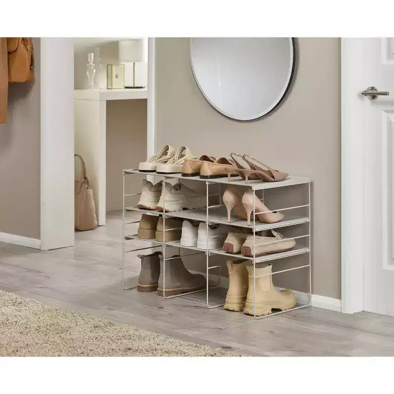 Range-chaussures réglable, 12 paires, blanc cassé, 75,7 cm de largeur