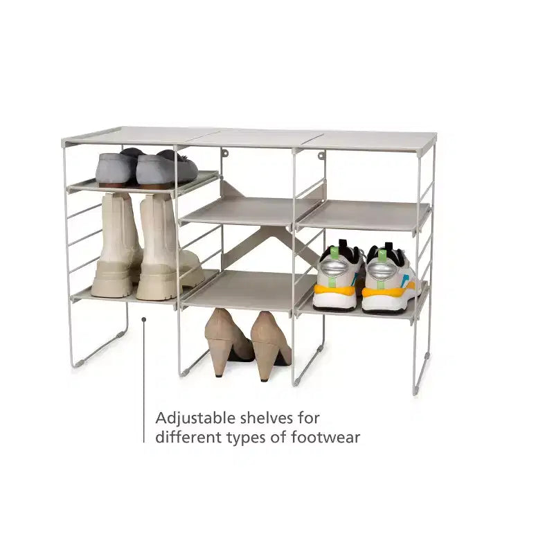 Range-chaussures réglable, 12 paires, blanc cassé, 75,7 cm de largeur