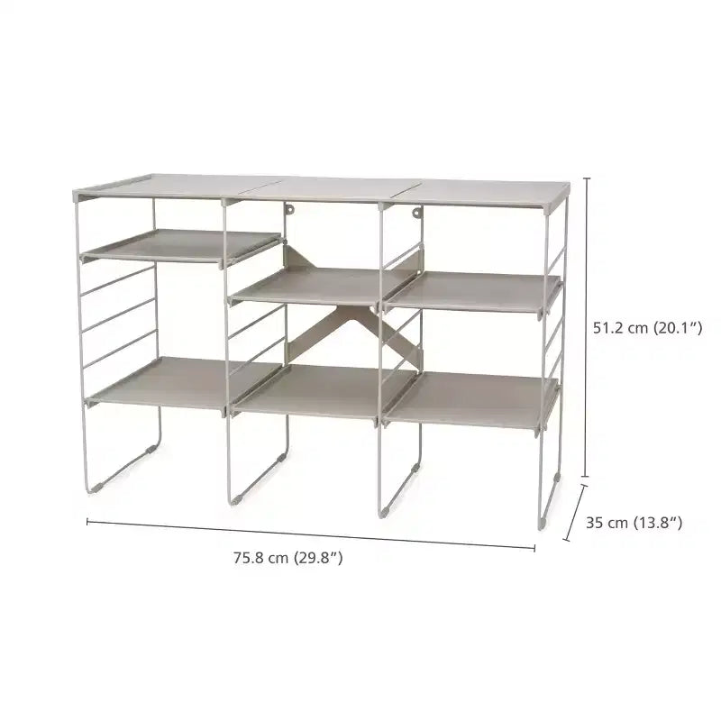 Range-chaussures réglable, 12 paires, blanc cassé, 75,7 cm de largeur