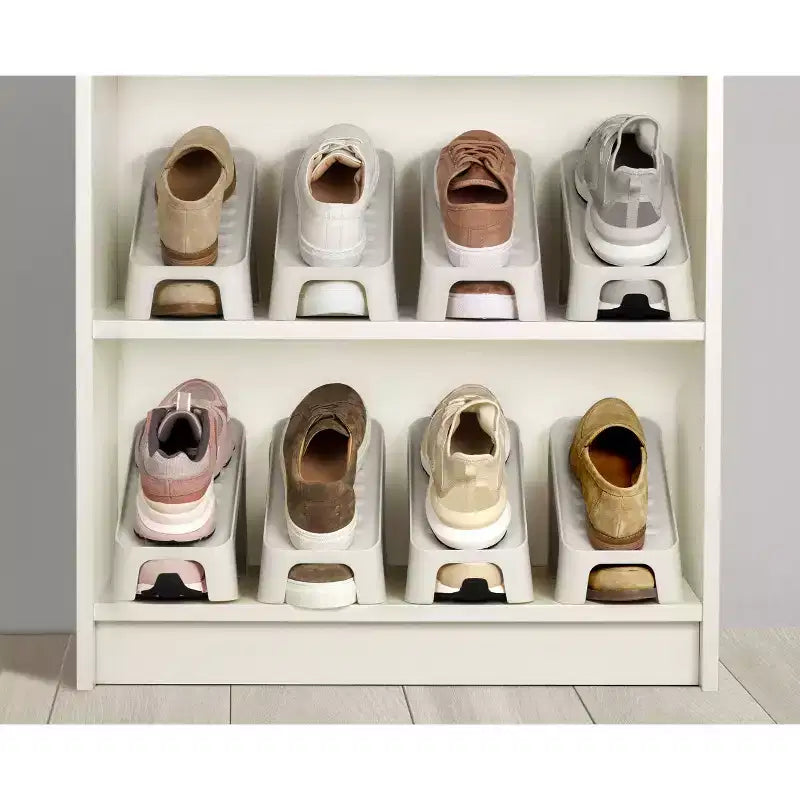 Lot de 6 organiseurs de chaussures compacts et peu encombrants, blanc cassé, peut contenir 6 paires