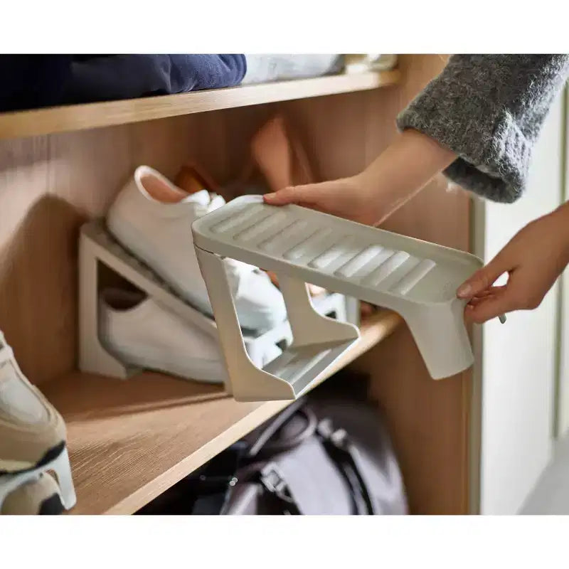 Lot de 6 organiseurs de chaussures compacts et peu encombrants, blanc cassé, peut contenir 6 paires