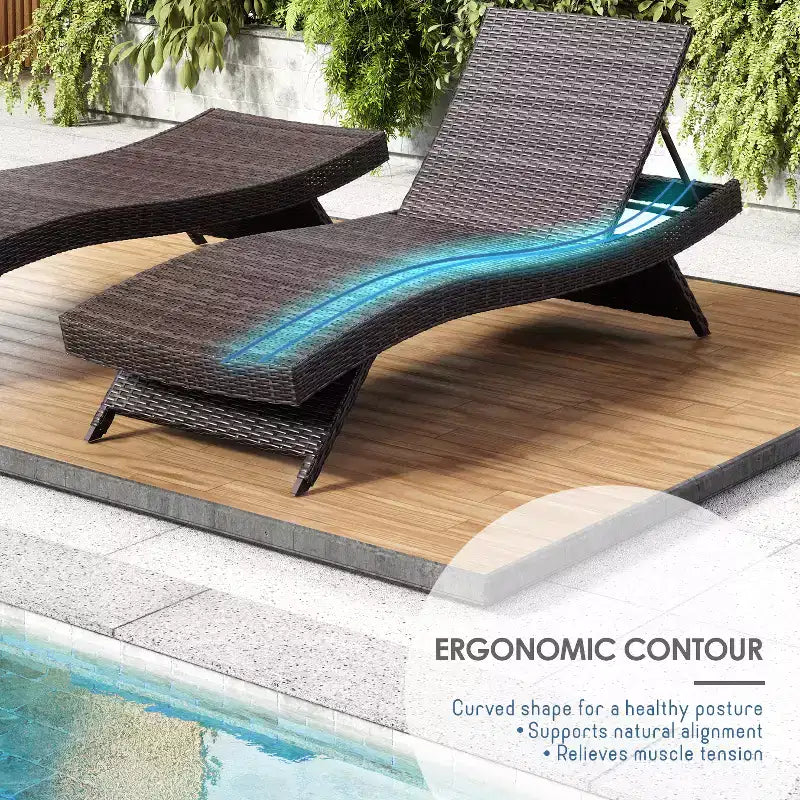 Chaise longue de jardin en osier avec dossier inclinable