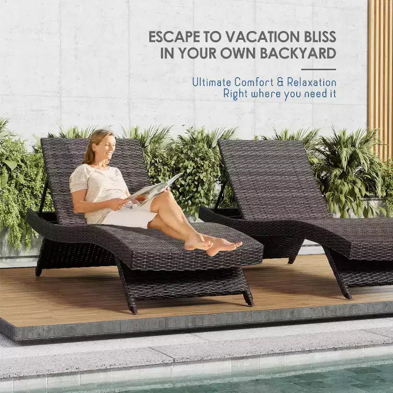Chaise longue de jardin en osier avec dossier inclinable