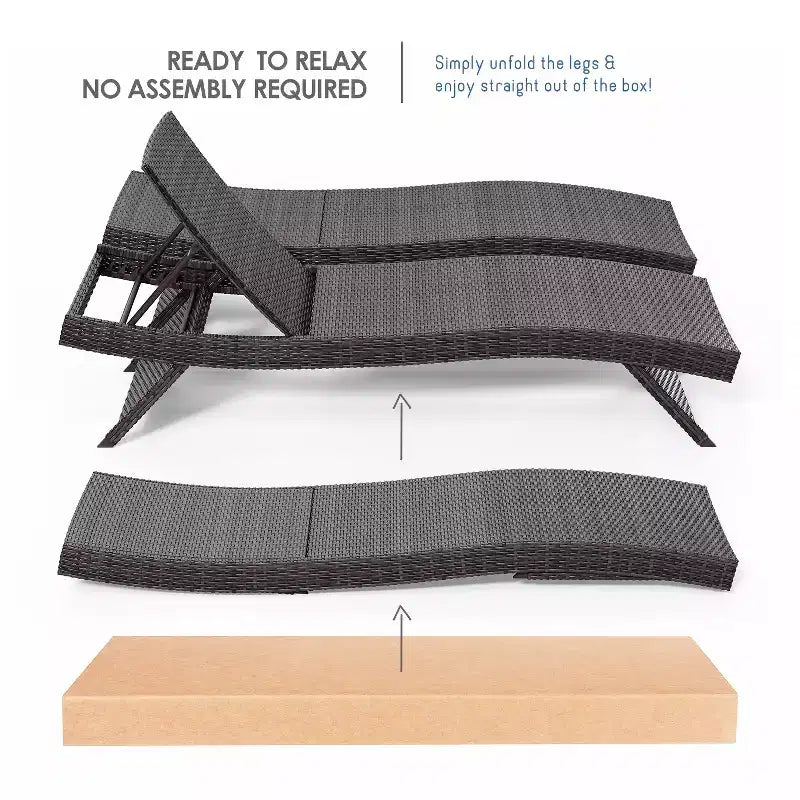 Chaise longue de jardin en osier avec dossier inclinable