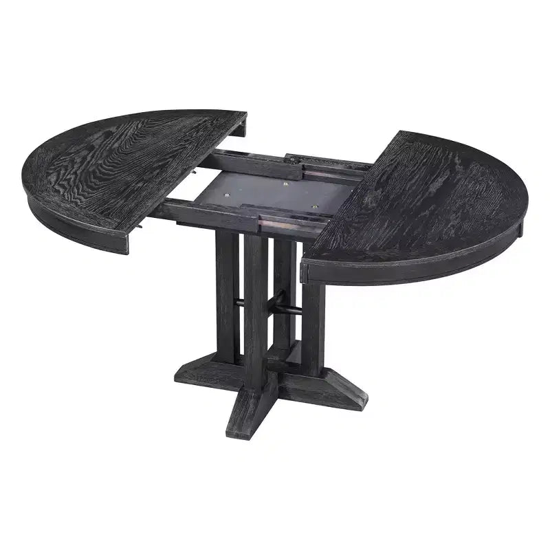 Table à manger à rallonge en bois de style rustique sur pied central, avec rallonge de 35,5 cm