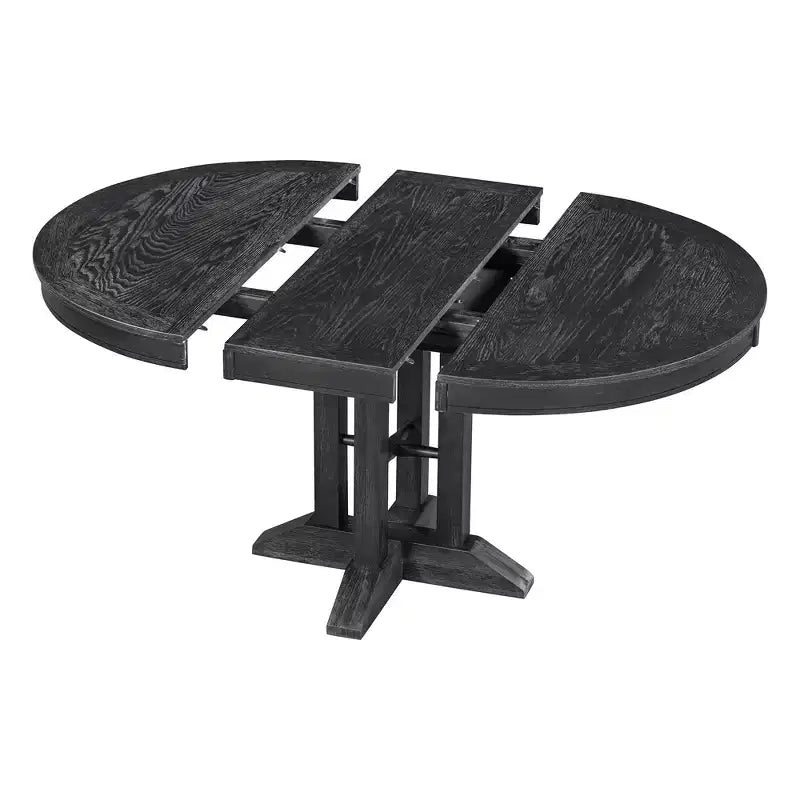 Table à manger à rallonge en bois de style rustique sur pied central, avec rallonge de 35,5 cm