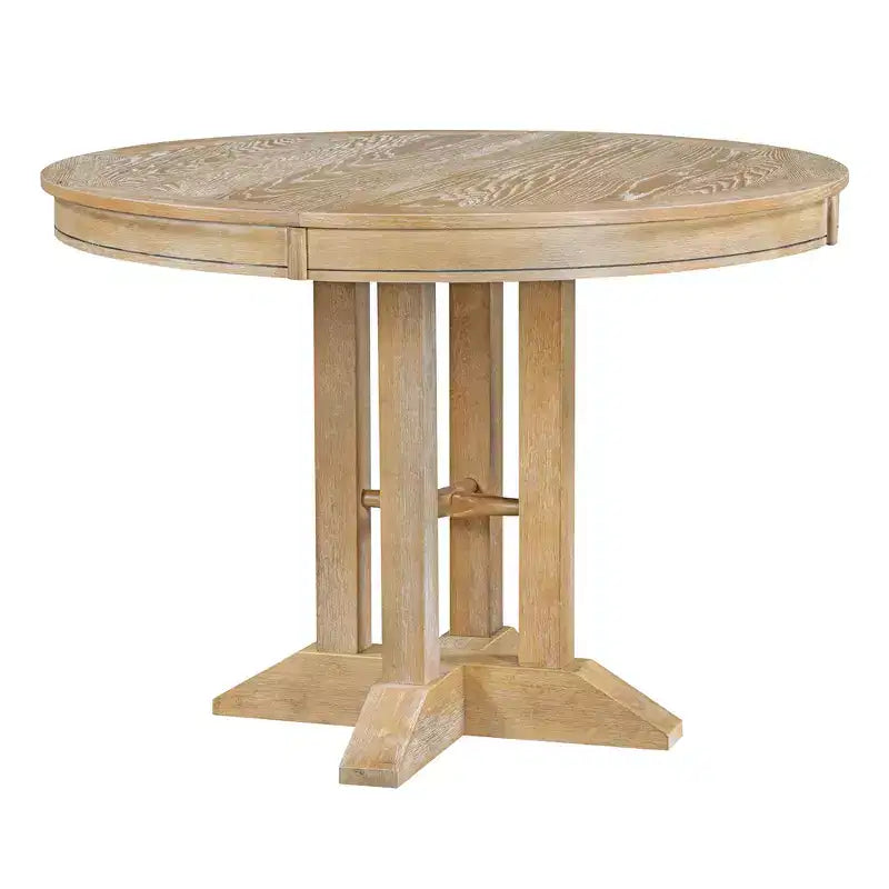 Table à manger à rallonge en bois de style rustique sur pied central, avec rallonge de 35,5 cm