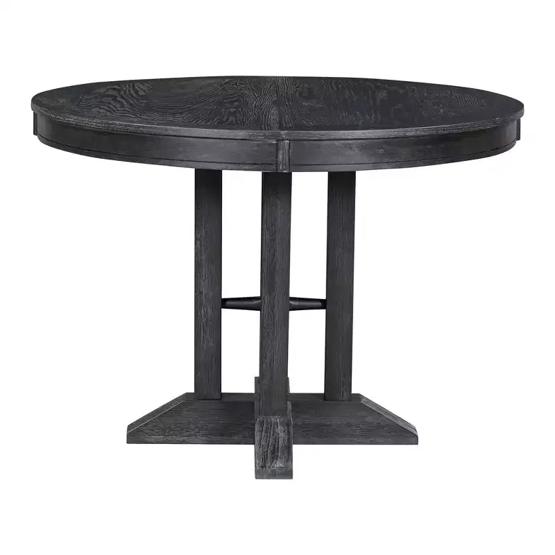 Table à manger à rallonge en bois de style rustique sur pied central, avec rallonge de 35,5 cm