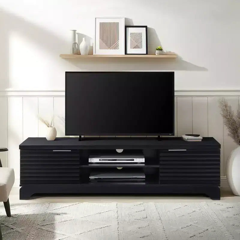 Meuble TV en bois de 149 cm avec 2 armoires de rangement, convient aux téléviseurs jusqu'à 65 po