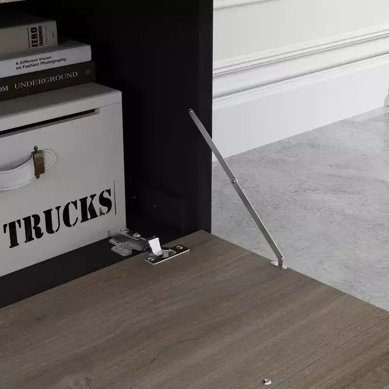 Meuble TV 2 portes avec porte abattante, gris, style moderne