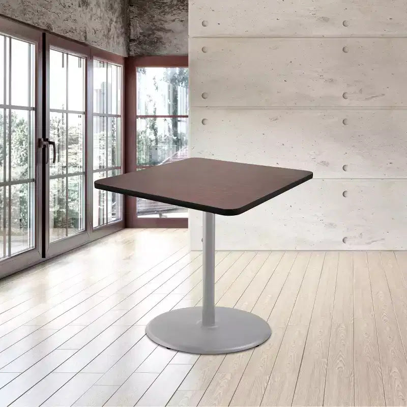 Table à manger carrée 36", gris/acajou