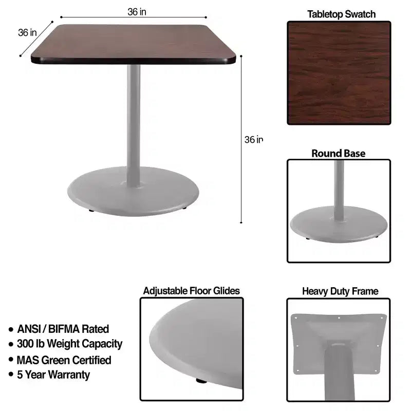 Table à manger carrée 36", gris/acajou