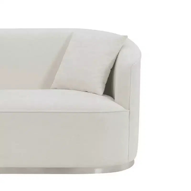 Canapé deux places classique 64", Chenille beige, 2 oreillers, Aucun assemblage requis