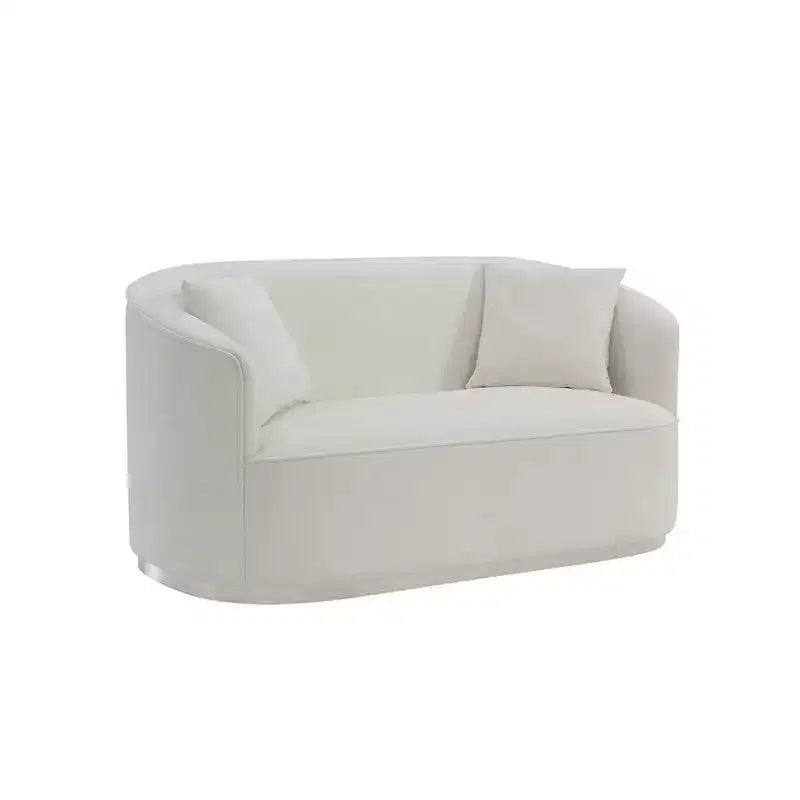 Canapé deux places classique 64", Chenille beige, 2 oreillers, Aucun assemblage requis
