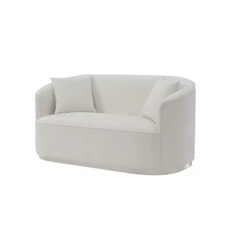 Canapé deux places classique 64", Chenille beige, 2 oreillers, Aucun assemblage requis