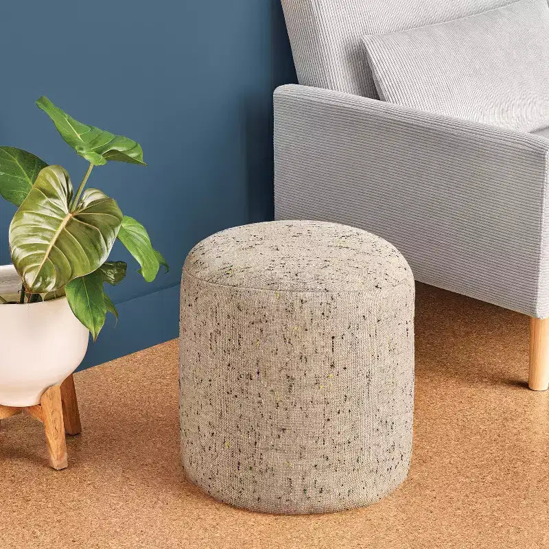 Pouf ottoman moucheté, beige