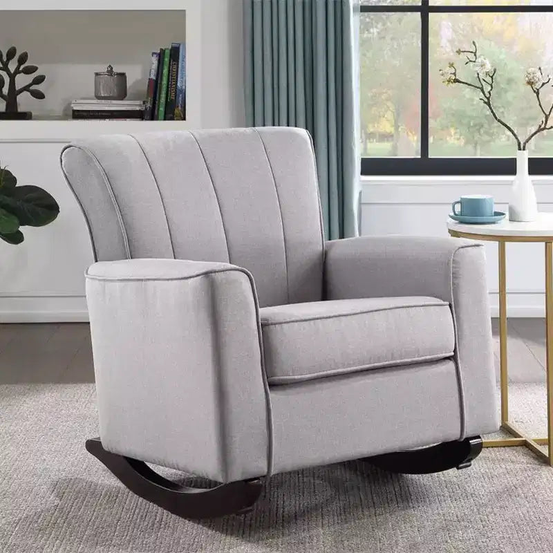 Fauteuil à bascule de 34,25 po, lin gris clair