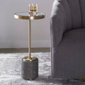 Table d'appoint ronde moderne en laiton brossé, 29,8 cm de large, plateau miroir doré
