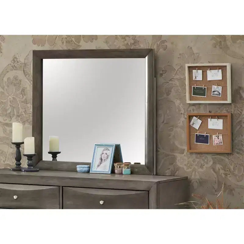 Miroir de commode rectangulaire encadré moderne de 35 po x 39 po
