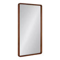 Miroir mural rectangulaire en bois à bords arrondis, finition naturelle Mid-Century