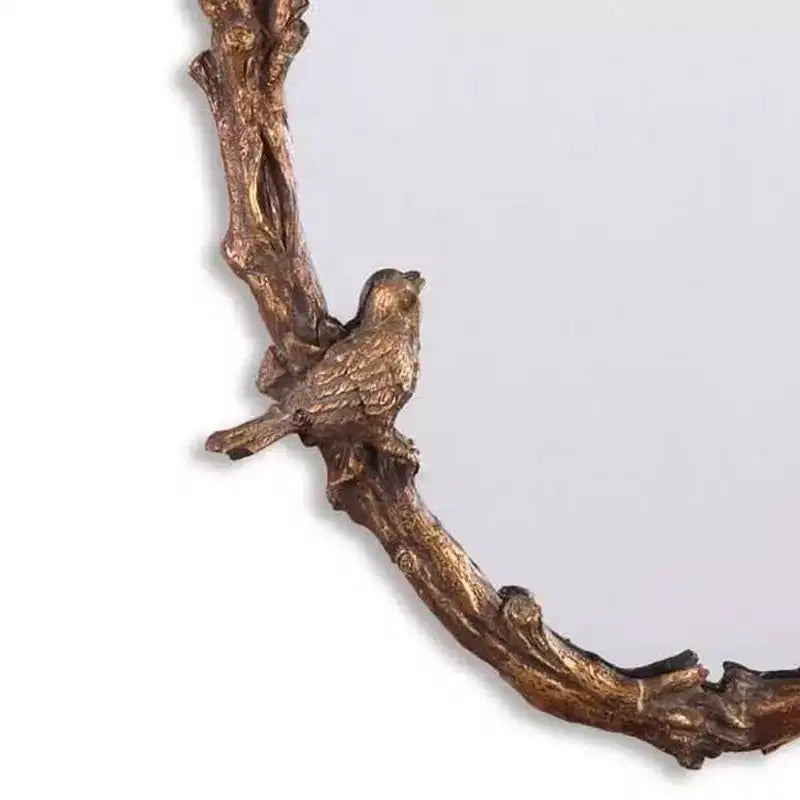 Miroir mural ovale de courtoisie, cadre en métal gris doré antique rustique, 23" de large