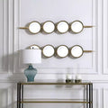 Miroir mural décoratif, cadre en fer doré à la feuille biseauté, 25 cm de large