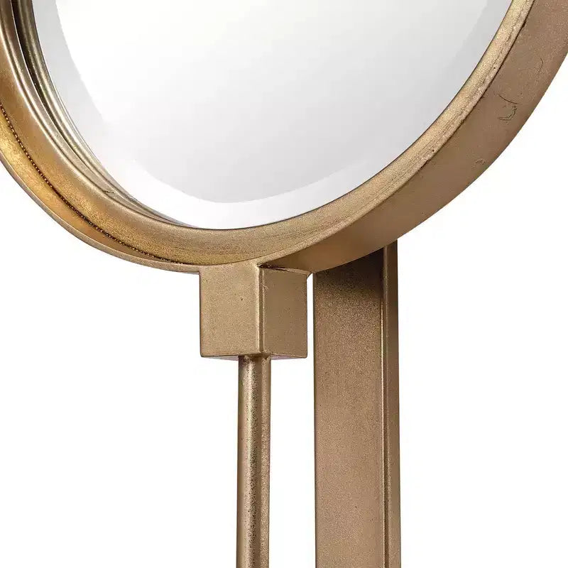 Miroir mural décoratif, cadre en fer doré à la feuille biseauté, 25 cm de large