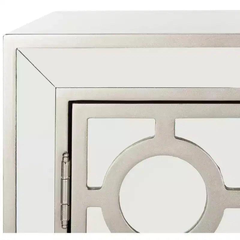 Commode 2 tiroirs, finition champagne et miroir