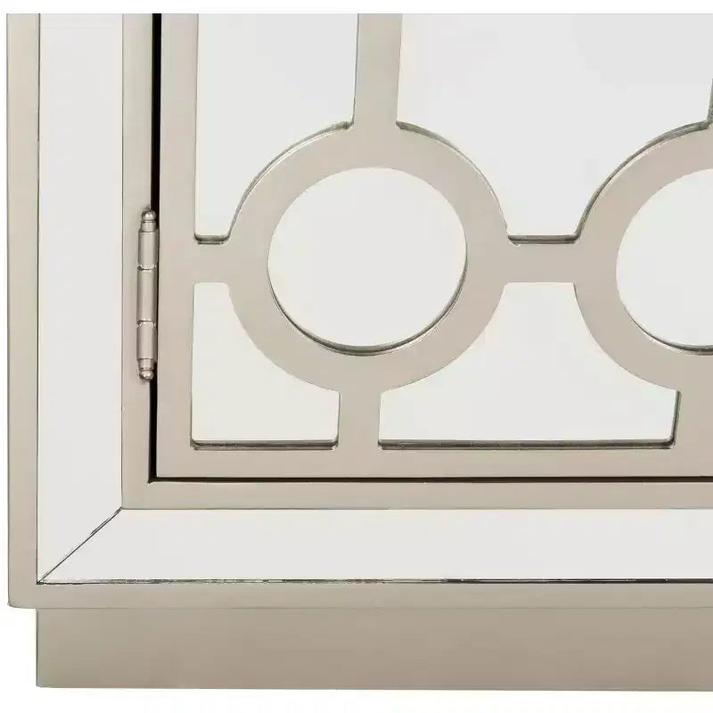 Commode 2 tiroirs, finition champagne et miroir