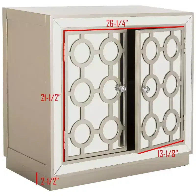 Commode 2 tiroirs, finition champagne et miroir
