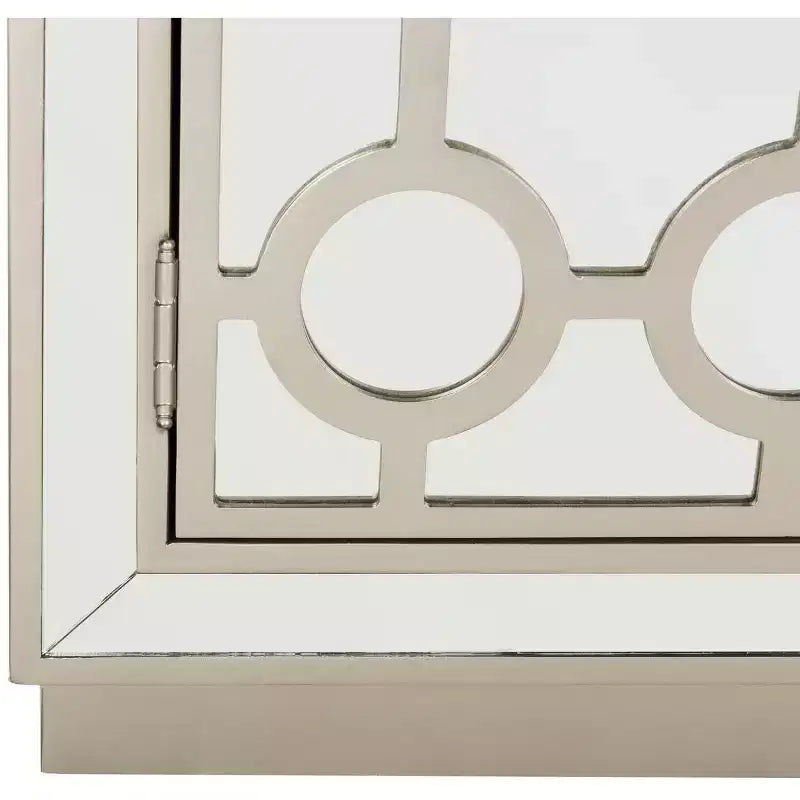 Commode 2 tiroirs, finition champagne et miroir