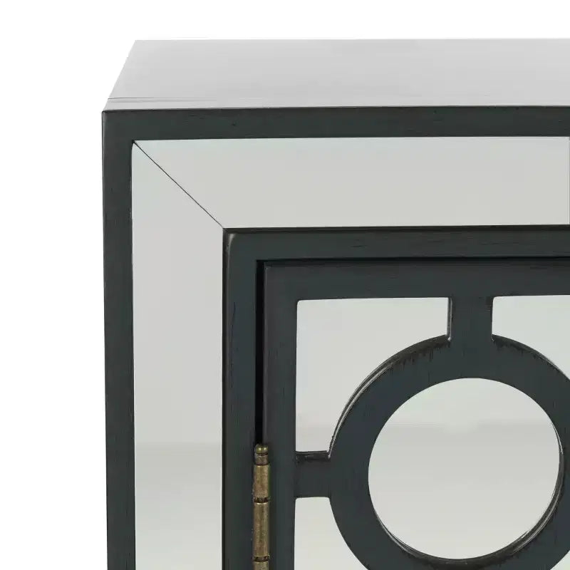 Commode 2 tiroirs, finition champagne et miroir