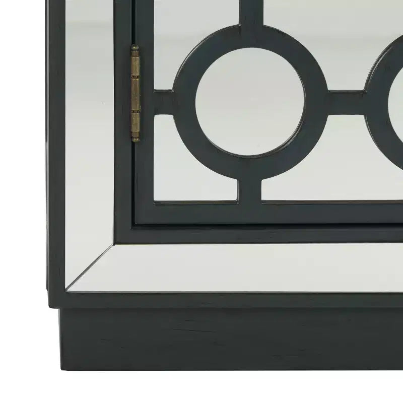 Commode 2 tiroirs, finition champagne et miroir