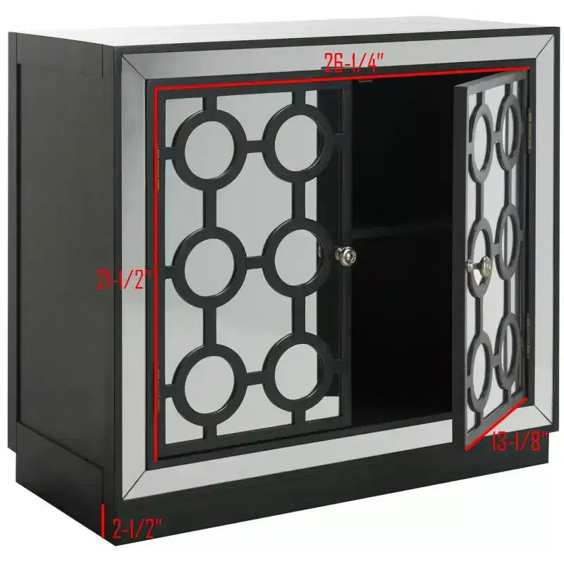Commode 2 tiroirs, finition champagne et miroir
