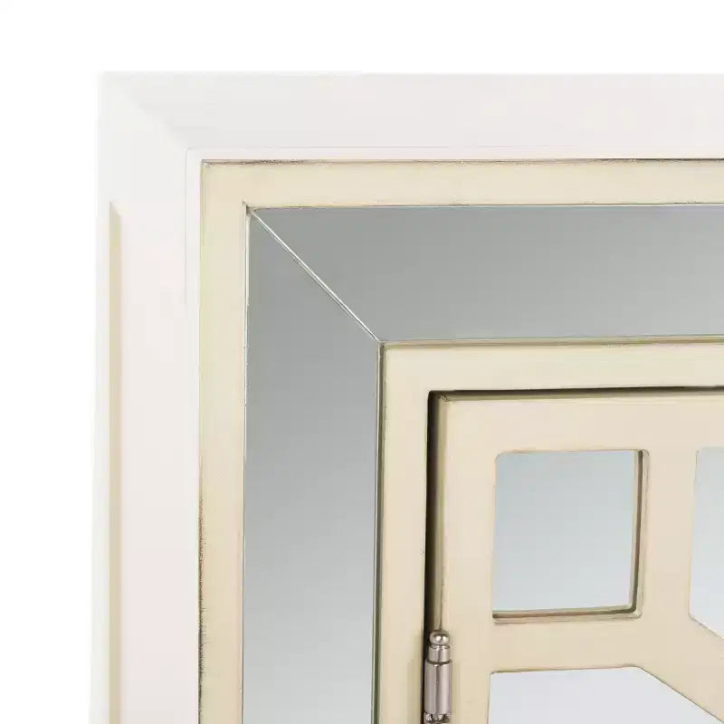 Commode 2 tiroirs, finition champagne et miroir
