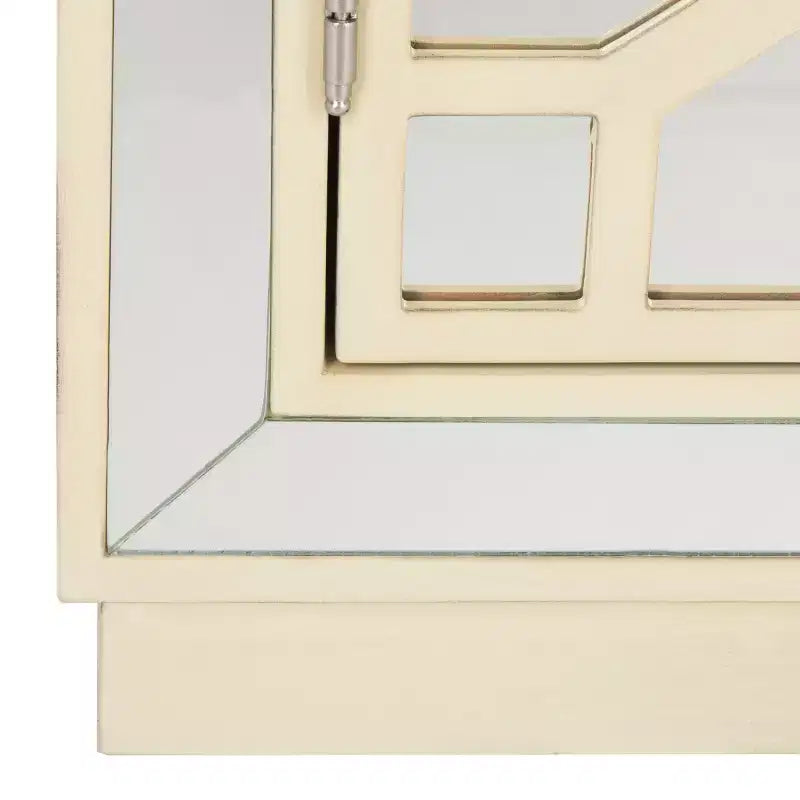 Commode 2 tiroirs, finition champagne et miroir