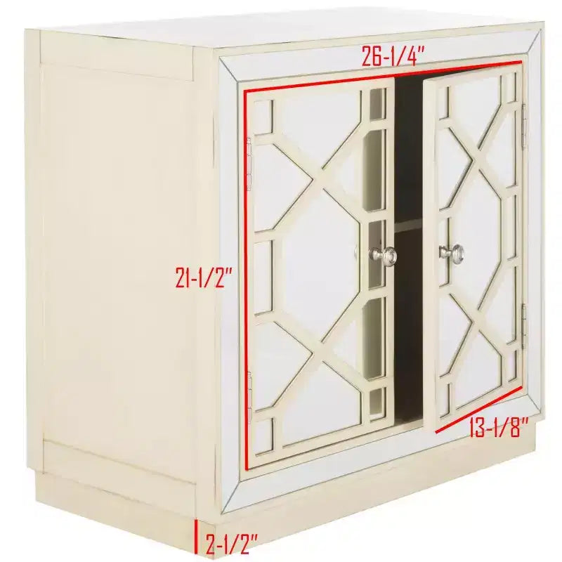 Commode 2 tiroirs, finition champagne et miroir