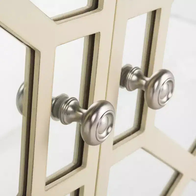 Commode 2 tiroirs, finition champagne et miroir