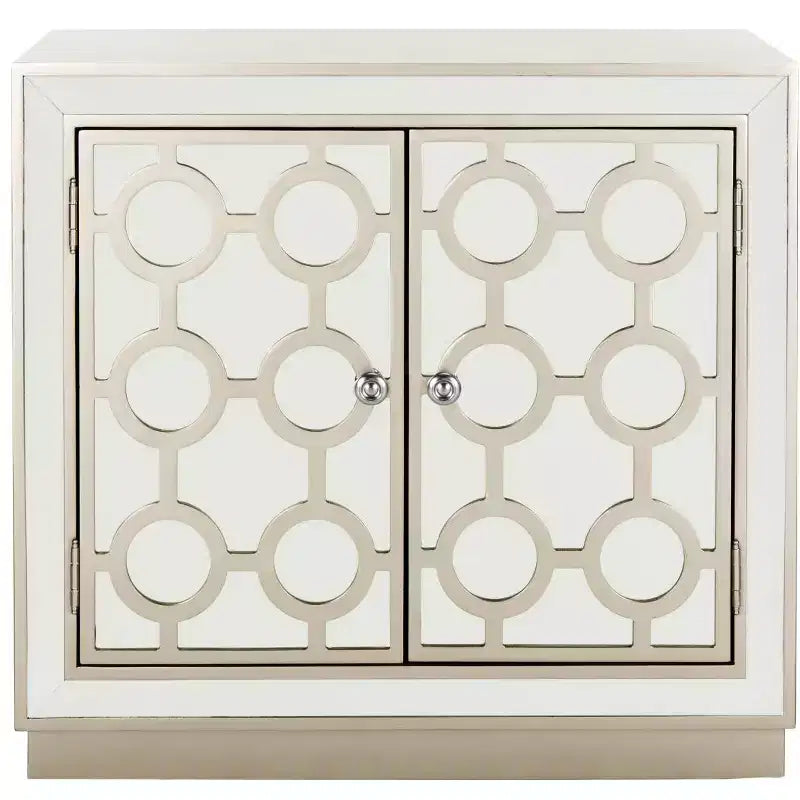 Commode 2 tiroirs, finition champagne et miroir