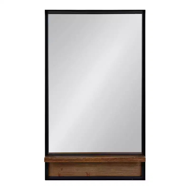 Miroir rectangulaire avec étagère, 20x34, Marron rustique