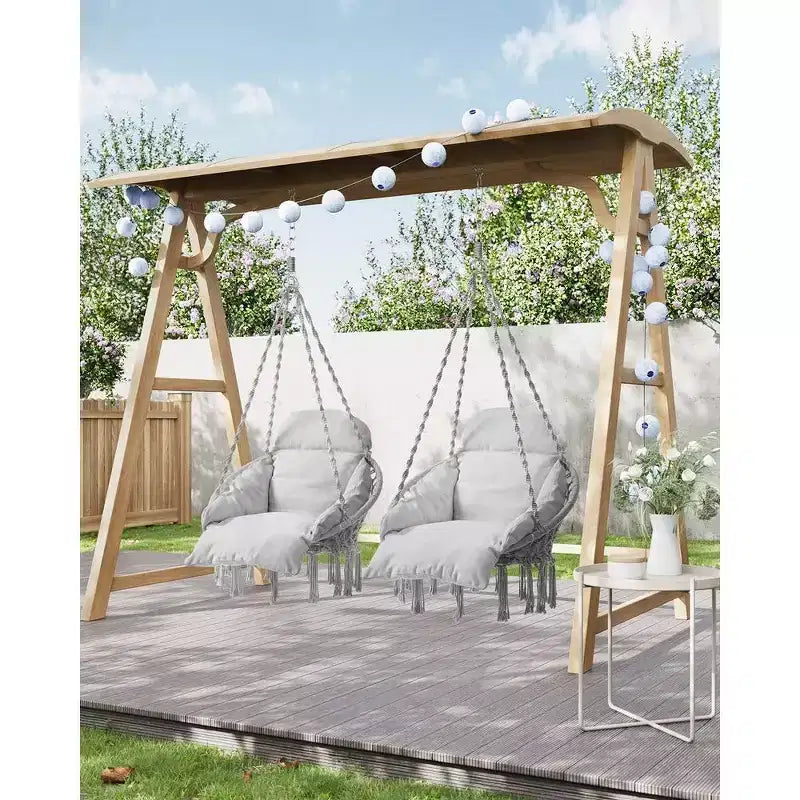 Chaise hamac suspendue avec grand coussin épais, chaise balançoire bohème