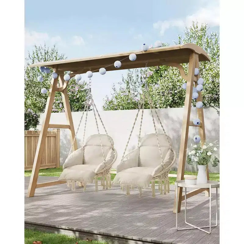 Chaise hamac suspendue avec grand coussin épais, chaise balançoire bohème