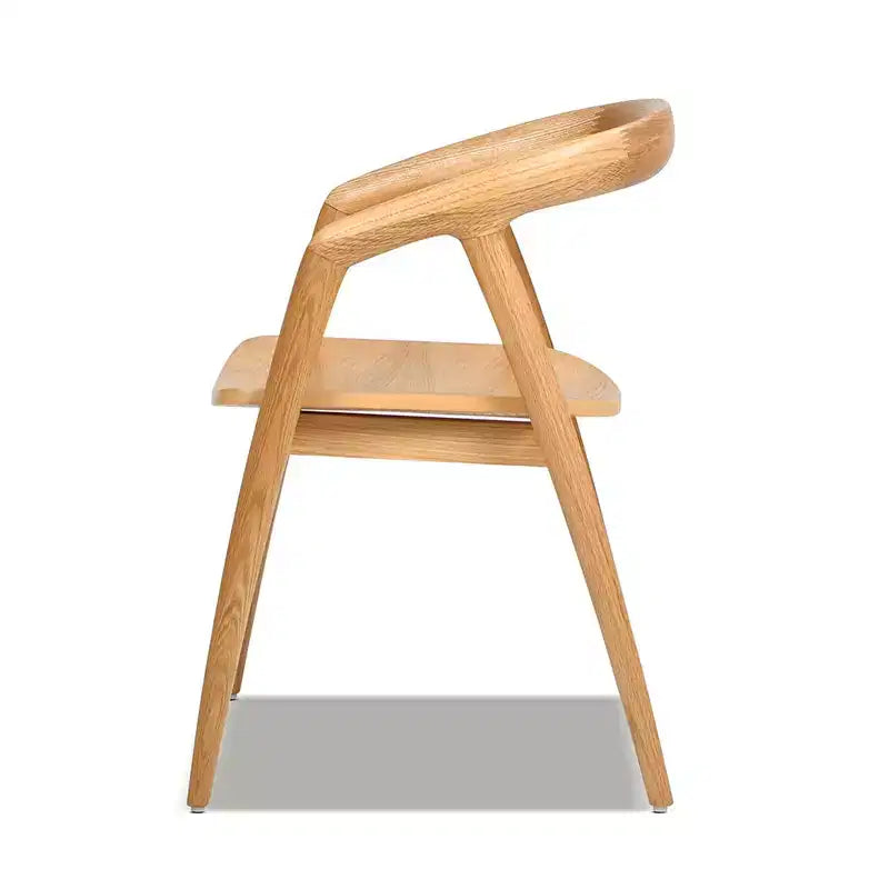 Chaise de salle à manger scandinave sculptée en bois de chêne, chêne brun naturel chaud, lot de 21