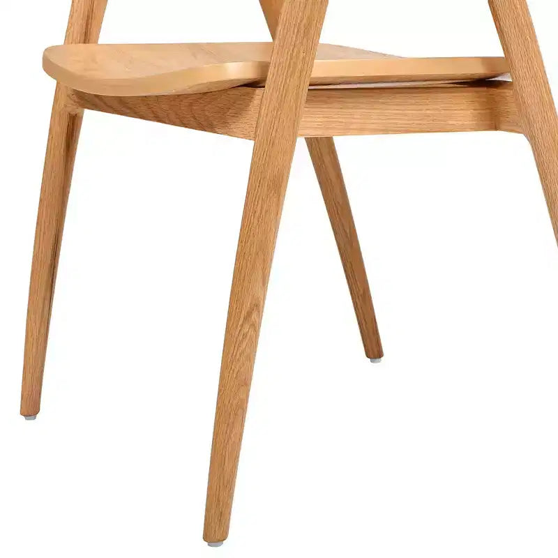 Chaise de salle à manger scandinave sculptée en bois de chêne, chêne brun naturel chaud, lot de 21