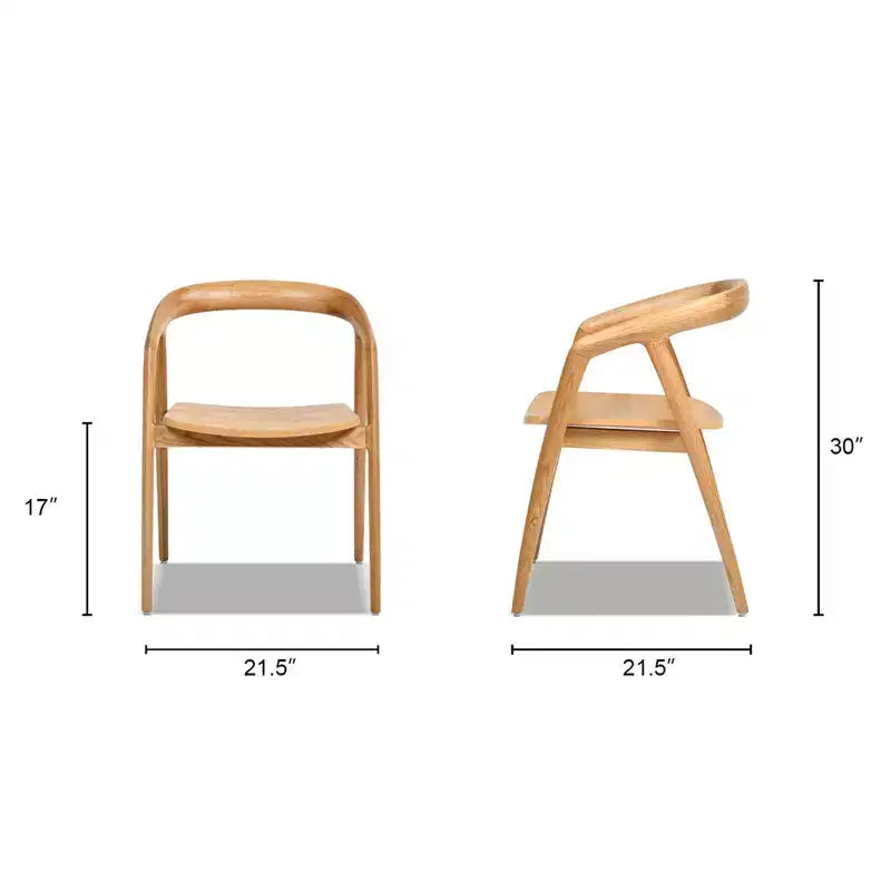Chaise de salle à manger scandinave sculptée en bois de chêne, chêne brun naturel chaud, lot de 21