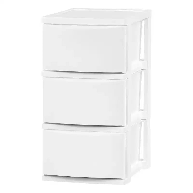 Meuble de rangement en plastique à 3 tiroirs, blanc
