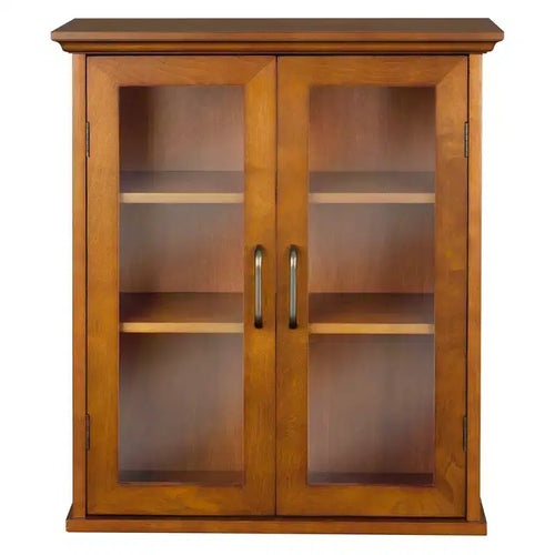 Armoire de rangement murale à 2 portes avec étagères réglables, poignées en laiton antique