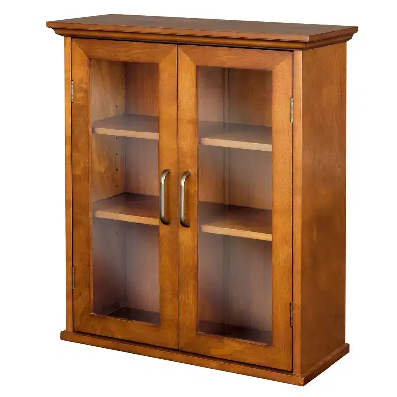 Armoire de rangement murale à 2 portes avec étagères réglables, poignées en laiton antique