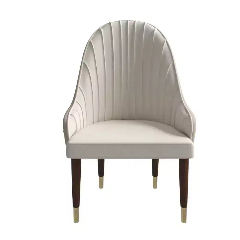 Chaise de salle à manger à dossier haut, en cuir végétalien avec dossier ondulé et accents dorés