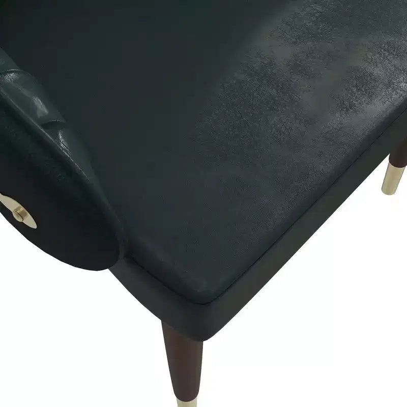 Chaise de salle à manger à dossier haut, en cuir végétalien avec dossier ondulé et accents dorés